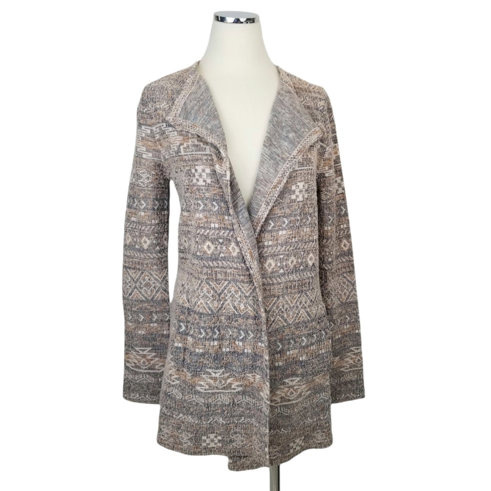 Lucky Brand Duster Cardigan M Southwestern Geometric Boho Western Pastel